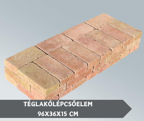 téglakőlépcsőelem 96x36x15 cm